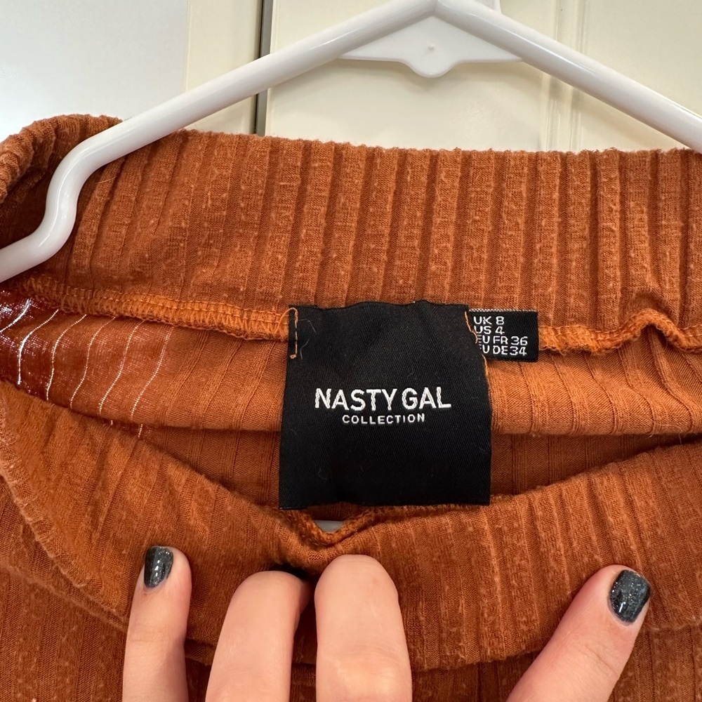 Nasty Gal Rust Ribbed Pants - Picture 3 of 6
